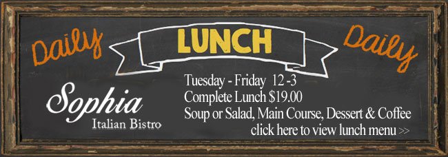 Lunch Menu Weekly Specials